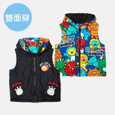 帽子可拆雙面穿造型風衣舖棉背心